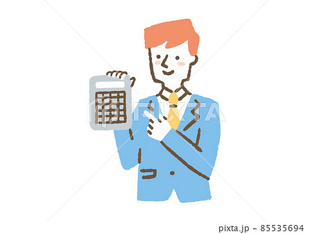計算機を指差す会社員男性_色 85535694