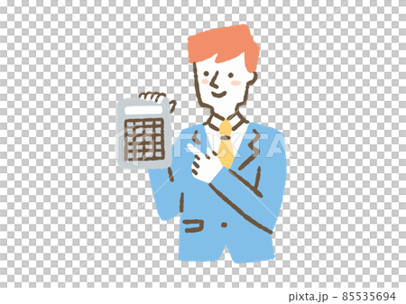 計算機を指差す会社員男性_色 85535694