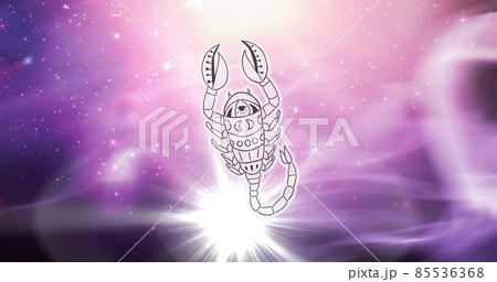 Image of scorpio star sign symbol over glowing stars 85536368