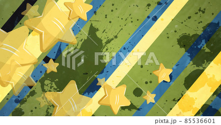 Image of stars falling over blue and green lines in background Image of stars falling over blue and green lines in background 85536601