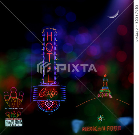 Neon Signs Hotel, Ice Cream Shop and Mexican Restaurant Neon Signs Hotel, Ice Cream Shop and Mexican Restaurant 85537665