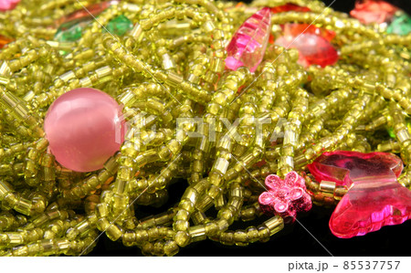 Close-up of Necklace Made From Green Beads Close-up of Necklace Made From Green Beads 85537757
