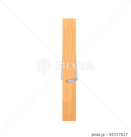 Clothes peg wooden household object in cartoon style isolated on white background. Modern clothes pin vector icon.  85537817