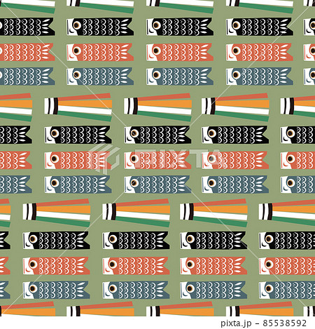 鯉のぼりのシームレスなパターン テキスタイル 壁紙 包装紙のデザイン のイラスト素材 鯉のぼりのシームレスなパターン テキスタイル 壁紙 包装紙のデザイン のイラスト素材