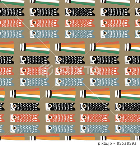 鯉のぼりのシームレスなパターン テキスタイル 壁紙 包装紙のデザイン のイラスト素材 鯉のぼりのシームレスなパターン テキスタイル 壁紙 包装紙のデザイン のイラスト素材