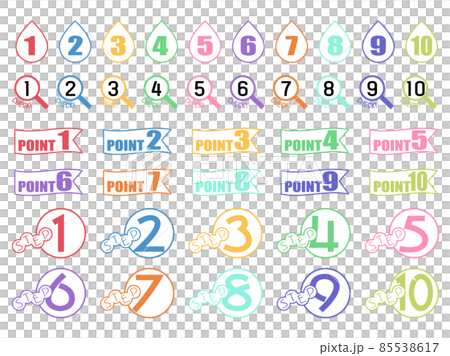Number icon set from 1 to 10_color 85538617