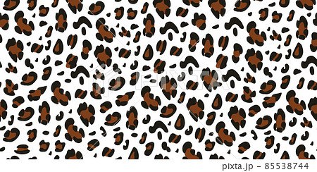 Leopard seamless pattern on a white background. Suitable for printing on fabric and paper. Vector hand-drawn background. Leopard seamless pattern on a white background. Suitable for printing on fabric and paper. Vector hand-drawn background. 85538744