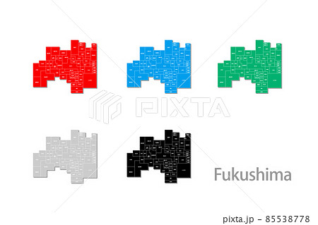 市町村入りデフォルメ地図＿福島県01 85538778