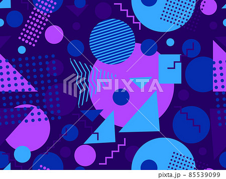 Geometric Seamless Pattern In 80s Memphis のイラスト素材