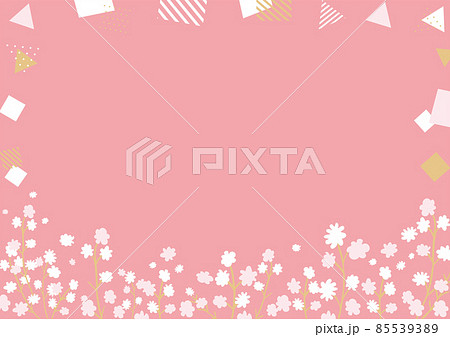手描きサクラ　幾何学模様フレーム 85539389