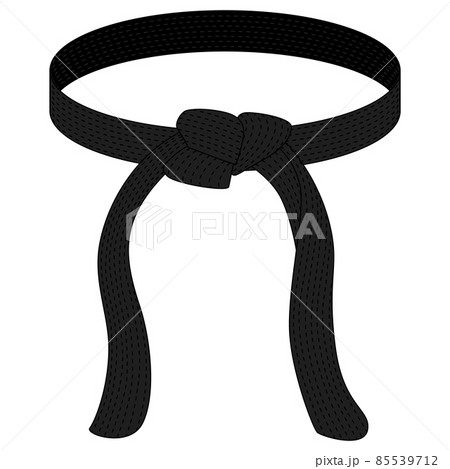 Karate belt black color isolated on white background. Icon of Japanese martial Karate belt black color isolated on white background. Icon of Japanese martial 85539712