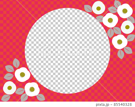 Camellia flower frame checkered pattern 85540328