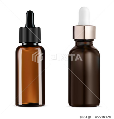 Dropper bottle. Amber glass cosmetic serum bottle 85540426