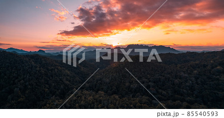 sunset scenery mountains and evening sky 85540593