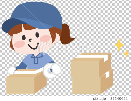 引越し作業員と段ボール  85540621