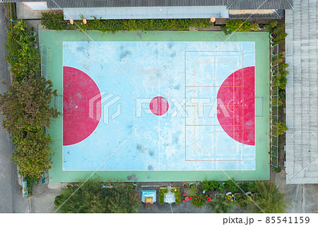 Aerial top view of soccer football sport recreation field ground, national stadium. Urban city town in Asia. Green court arena. Aerial top view of soccer football sport recreation field ground, national stadium. Urban city town in Asia. Green court arena. 85541159