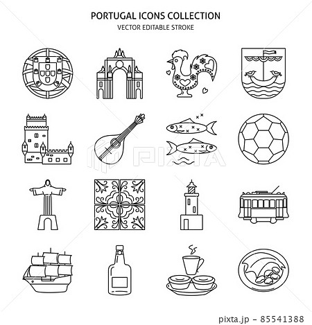 Portugal icons set in thin line style Portugal icons set in thin line style 85541388