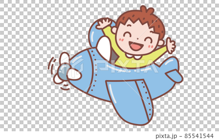 Child on an airplane 85541544