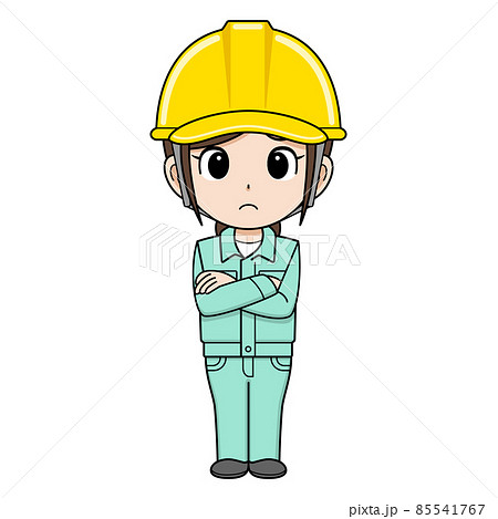 悩んでいる作業員の女性 ヘルメット 悩んでいる作業員の女性 ヘルメット 85541767