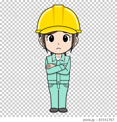 悩んでいる作業員の女性 ヘルメット 悩んでいる作業員の女性 ヘルメット 85541767