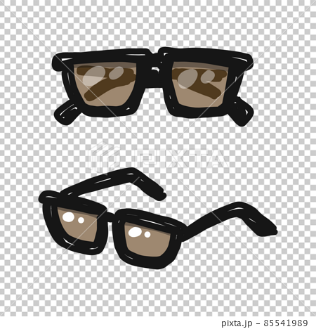 黒縁で薄い色のついたレンズのサングラスのイラスト のイラスト素材