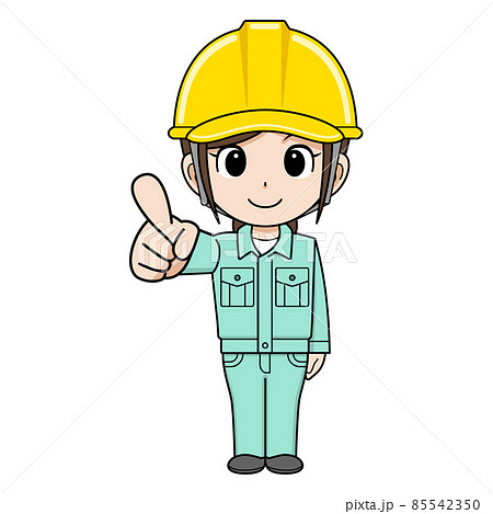 Female Helmet Of A Worker Pointing Stock Illustration