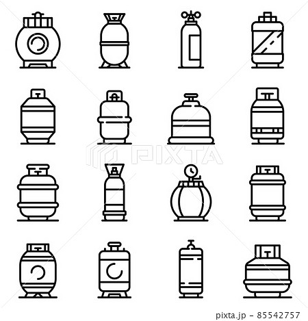 Gas cylinders icons set, outline style 85542757