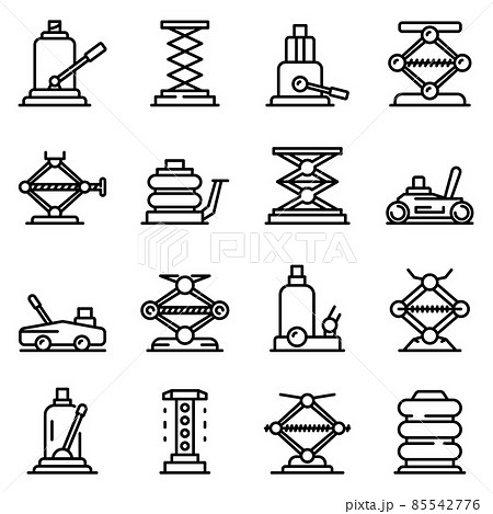 Jack-screw icons set, outline style 85542776