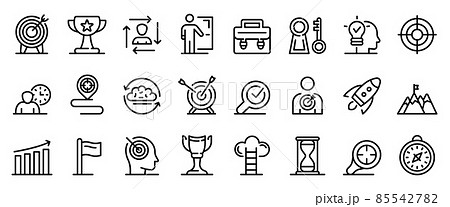 Mission icons set, outline style Mission icons set, outline style 85542782