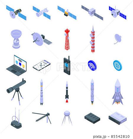 Satellite icons set, isometric style 85542810