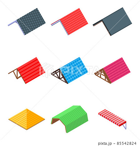 Roof icons set, isometric style Roof icons set, isometric style 85542824