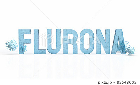 The flurona word and virus on white background  for outbreaks or sci concept 3d rendering 85543005