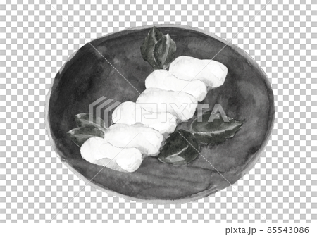 Hatsuuma dumplings that imitate the shape of a cocoon Monotone [ink painting style hand-painted watercolor] White background transparent background 85543086