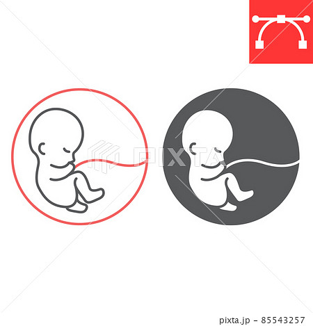 Fetus line and glyph icon, embryo and pregnancy, baby in the womb vector icon, vector graphics, editable stroke outline sign, eps 10. Fetus line and glyph icon, embryo and pregnancy, baby in the womb vector icon, vector graphics, editable stroke outline sign, eps 10. 85543257