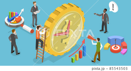 3D Isometric Flat Vector Conceptual Illustration of Time is Money. 85543503