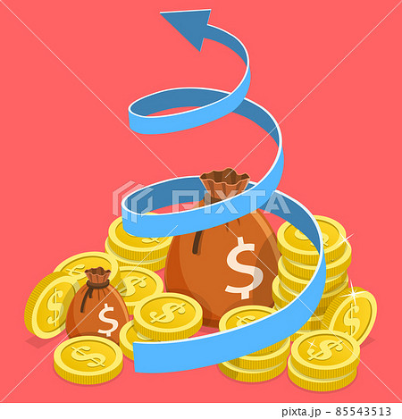 3D Isometric Flat Vector Conceptual Illustration of Income Growth. 3D Isometric Flat Vector Conceptual Illustration of Income Growth. 85543513