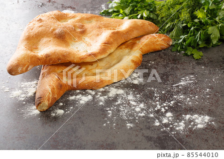Traditional national Georgian Shoti bread close up. Horizontal 85544010