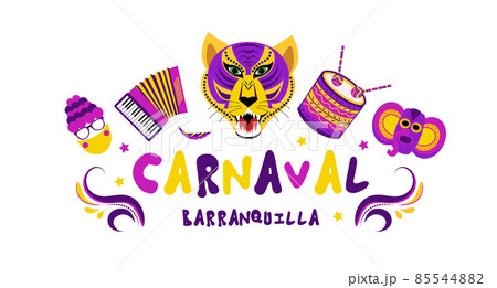 Barranquilla Carnival Poster banner. Carnival party masquerade template for your design. Vector illustration 85544882