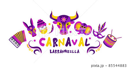 Barranquilla Carnival Poster banner. Carnival party masquerade template for your design. Vector illustration 85544883