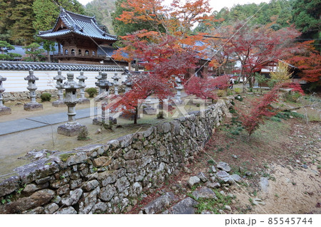 広島県三原市の佛通寺境内にある鐘楼と看門寮と佛通寺川及び紅葉の風景 広島県三原市の佛通寺境内にある鐘楼と看門寮と佛通寺川及び紅葉の風景 85545744