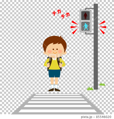 Traffic safety pedestrian signal flashing blue Children who stop and wait 85546020