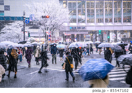 日本の東京都市景観 6波襲来！…全国4千人超、驚愕沖縄5波超え！…渋谷は大雪でも脅威の人流…＝6日 85547102