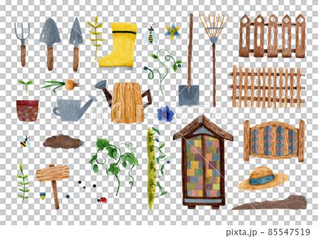 watercolor illustration set of a spring vegetable garden (freehand) watercolor illustration set of a spring vegetable garden (freehand) 85547519