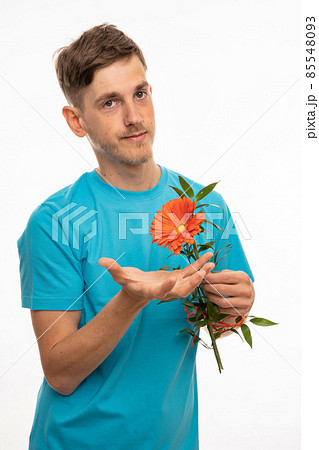 Young man in blue on white Young man in blue on white 85548093