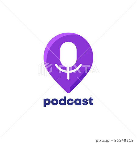 podcast logo icon with pin marker on white podcast logo icon with pin marker on white 85549218