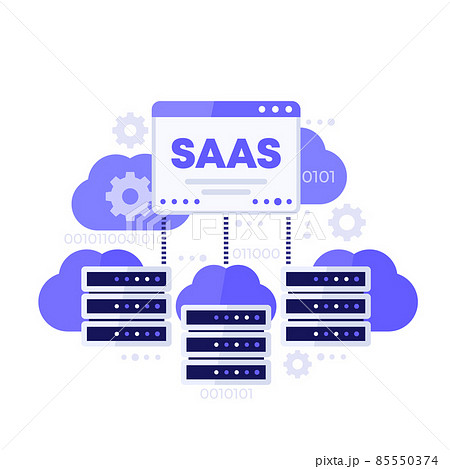 SAAS, hosting and cloud solutions vector art 85550374