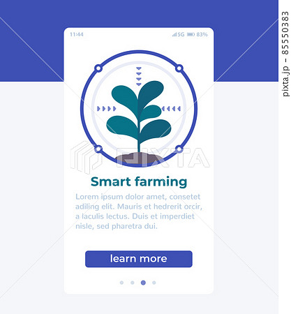 Smart farming mobile app page design, vector 85550383