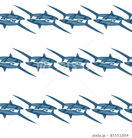 Thresher shark seamless pattern in scandinavian style. Marine animals background. Vector illustration for children funny textile. Thresher shark seamless pattern in scandinavian style. Marine animals background. Vector illustration for children funny textile. 85551004