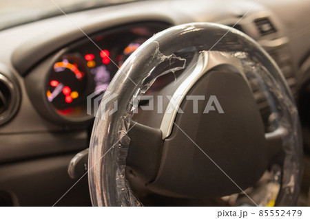 Interior view of car with black salon. Interior view of car with black salon. 85552479