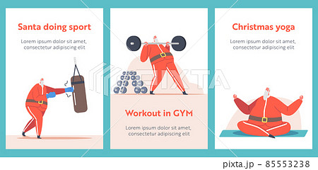 Santa Claus Workout in Gym Cartoon Posters. Senior Character Boxing, Meditate, Sportsman Healthy Lifestyle, Powerlifting Santa Claus Workout in Gym Cartoon Posters. Senior Character Boxing, Meditate, Sportsman Healthy Lifestyle, Powerlifting 85553238